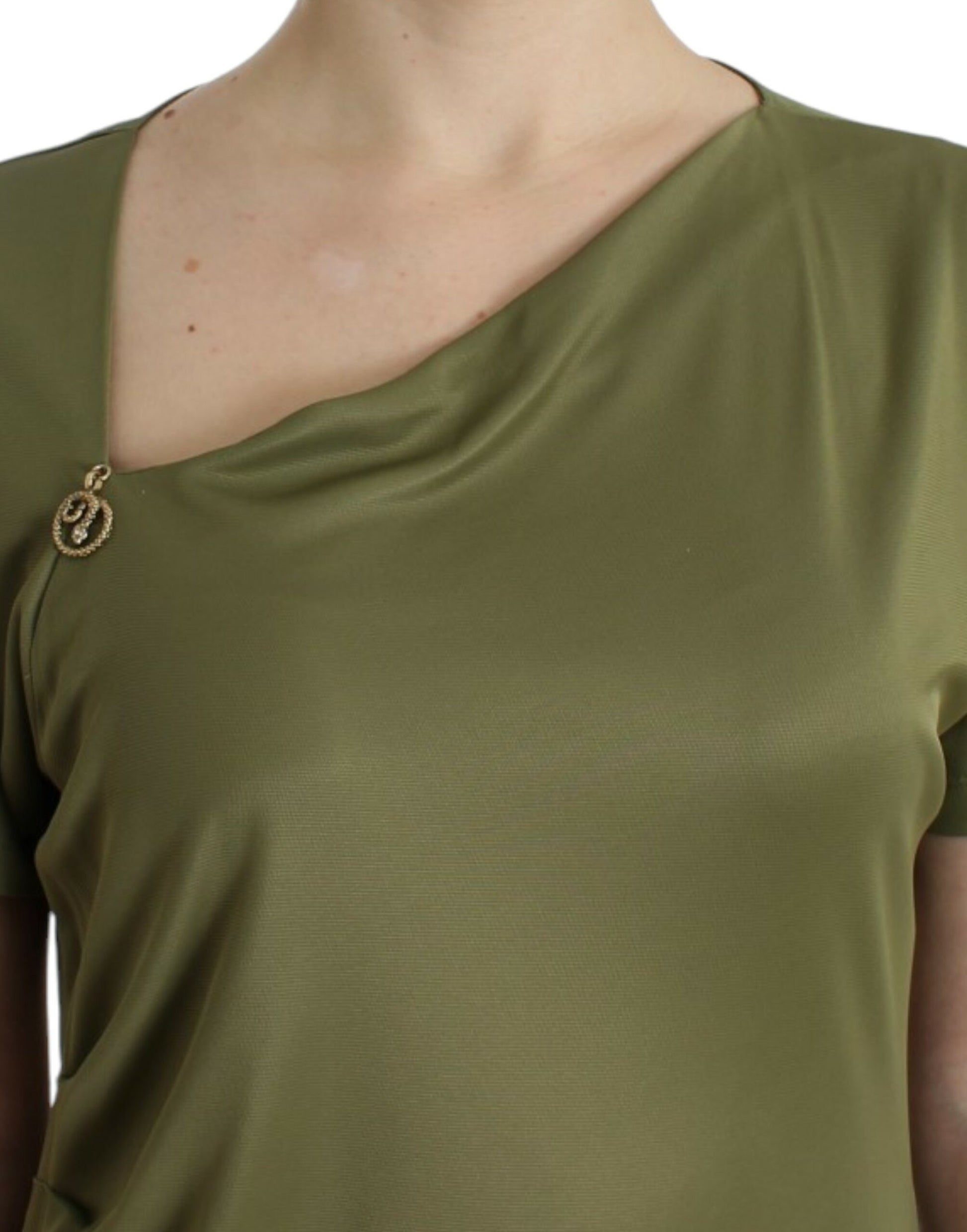 Elegante grüne Jerseybluse mit goldenen Akzenten