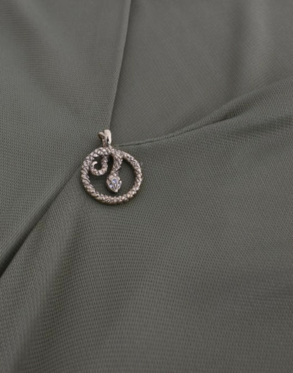 Elegante grüne Jerseybluse mit goldenen Akzenten