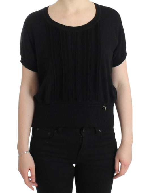 Eleganter kurzärmliger schwarzer Pullover