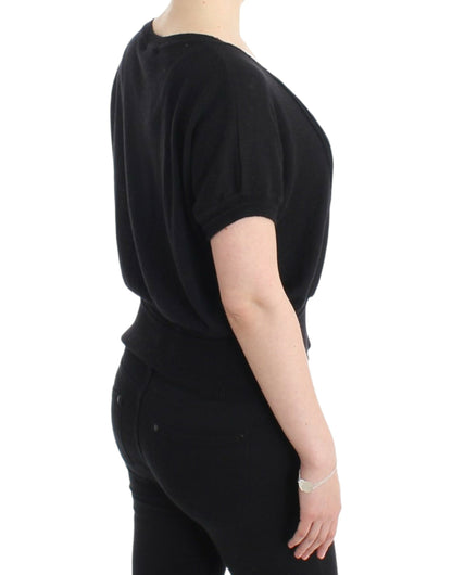 Eleganter kurzärmliger schwarzer Pullover