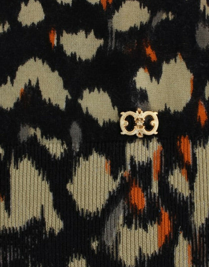 Eleganter mehrfarbiger Wollpullover mit V-Ausschnitt