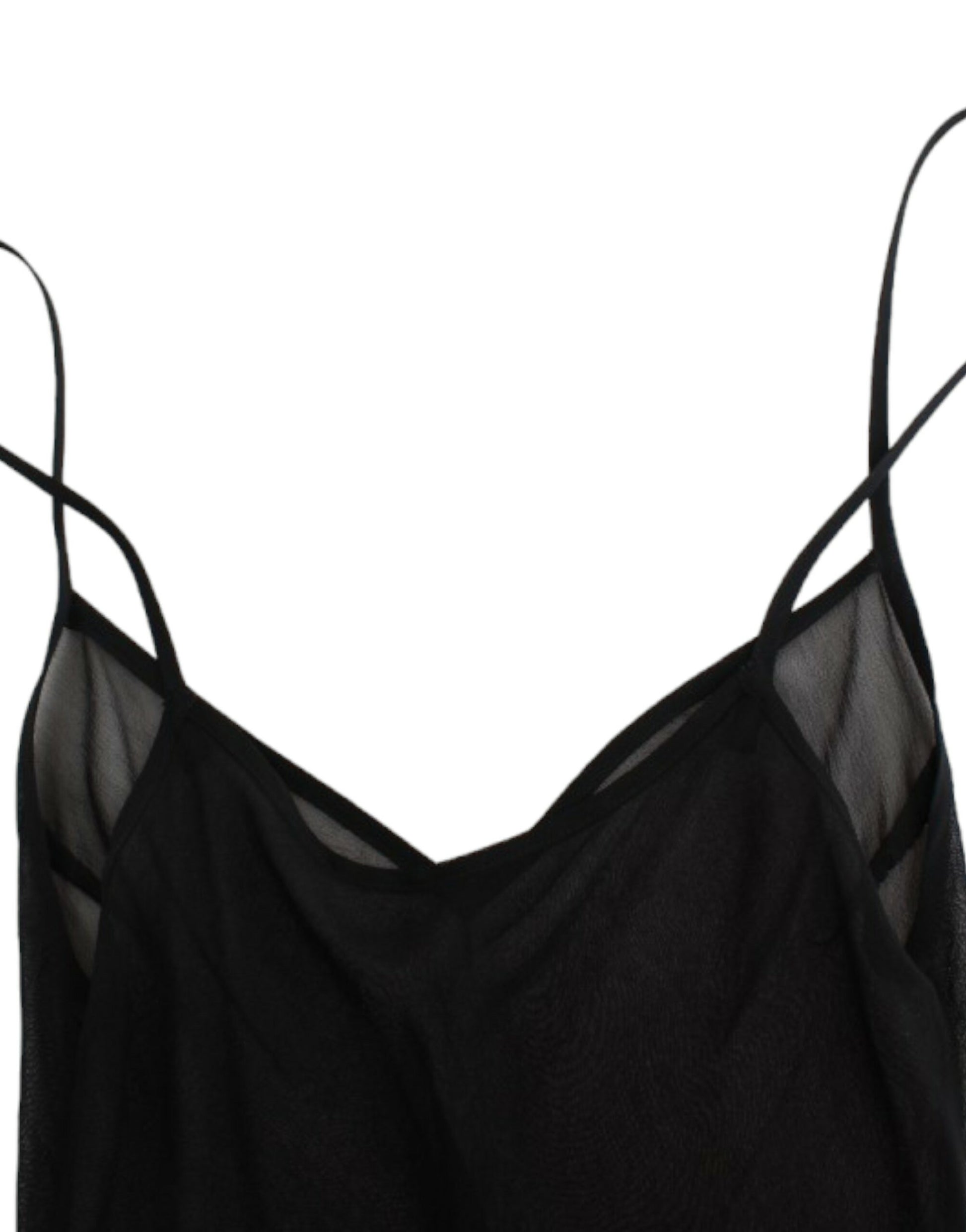 Elegantes Blousonkleid aus transparenter schwarzer Seide