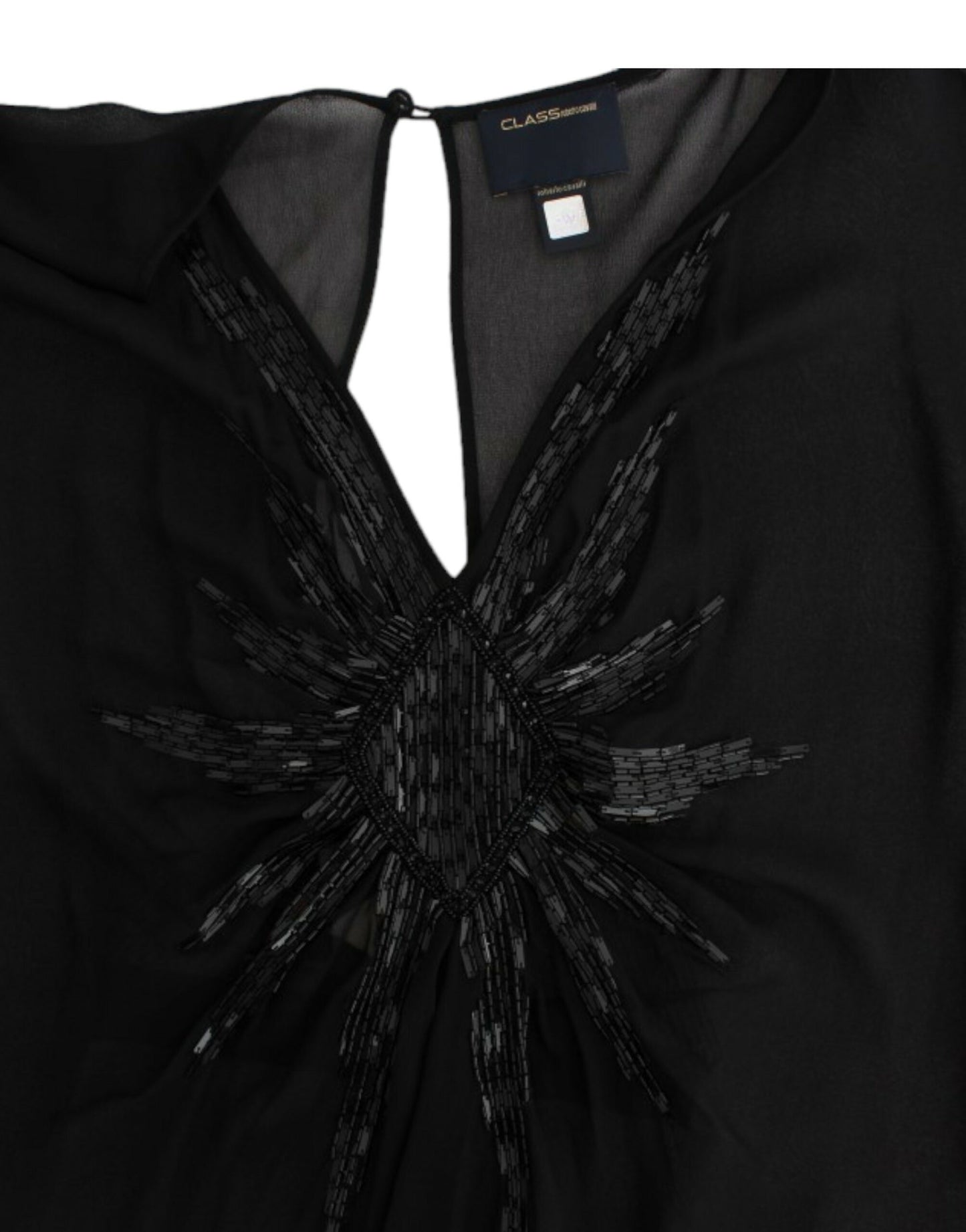 Elegantes Blousonkleid aus transparenter schwarzer Seide