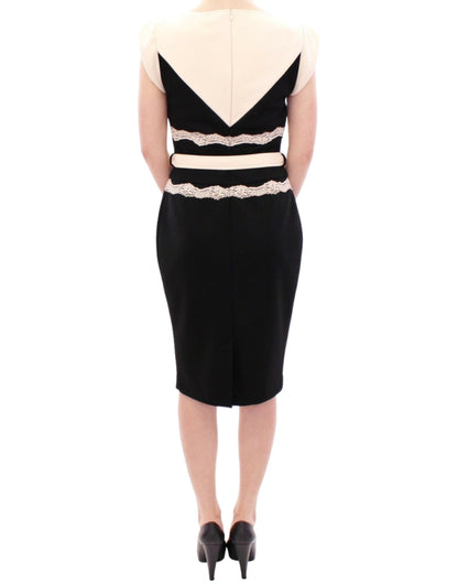 Elegantes Etuikleid aus Spitze in Schwarz und Beige