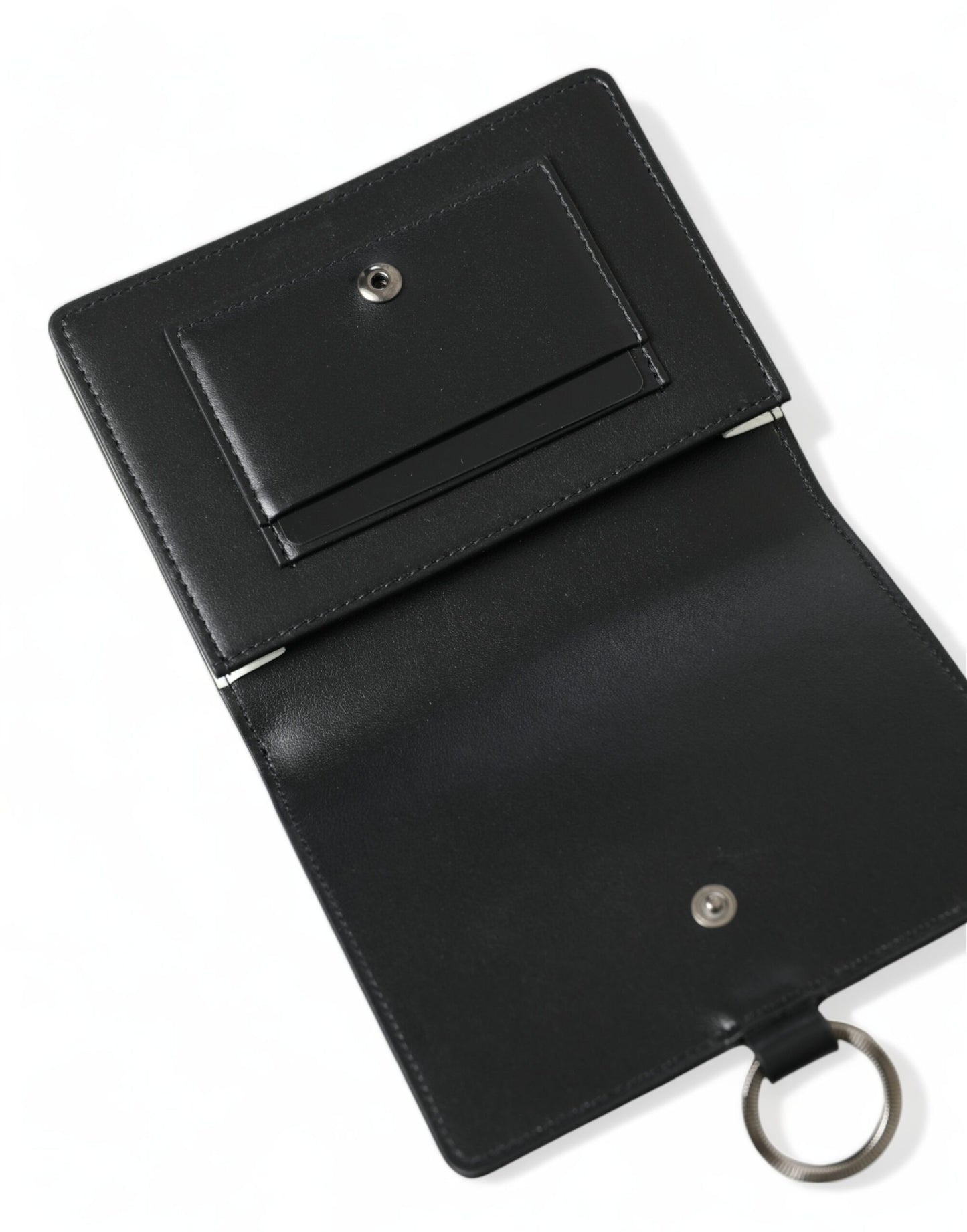 Elegante schwarze Brieftasche mit Kartenhalter aus Leder mit Kristallen