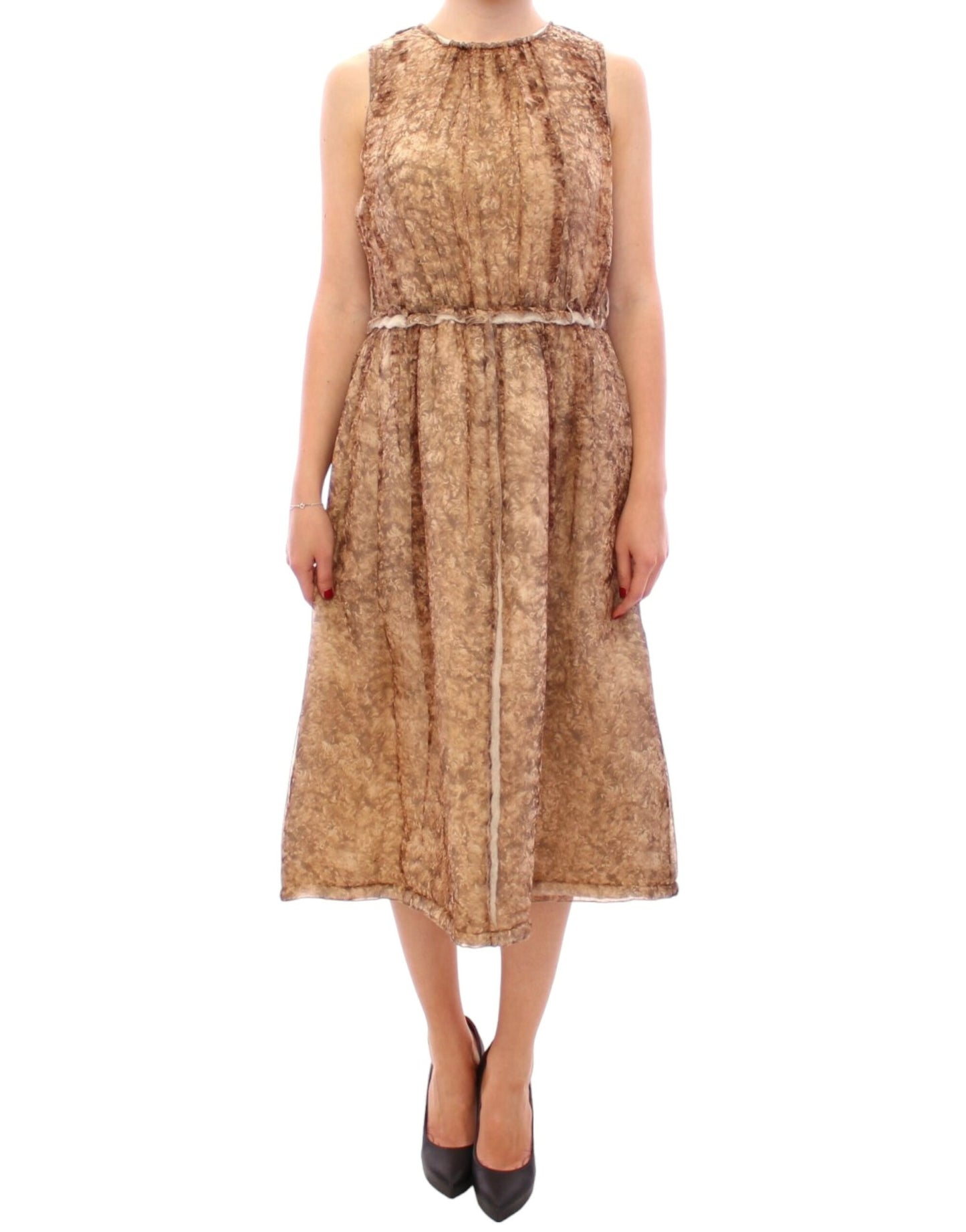 Elegantes ärmelloses knielanges Seidenkleid