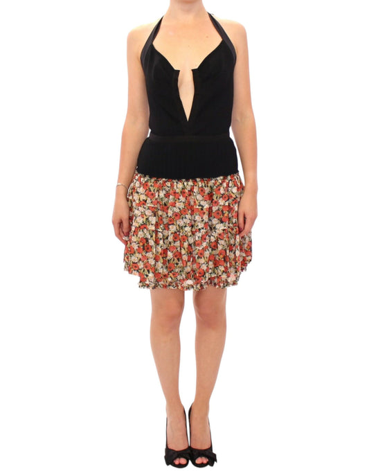 Elegantes Neckholder-Bubble-Kleid mit Blumenmuster