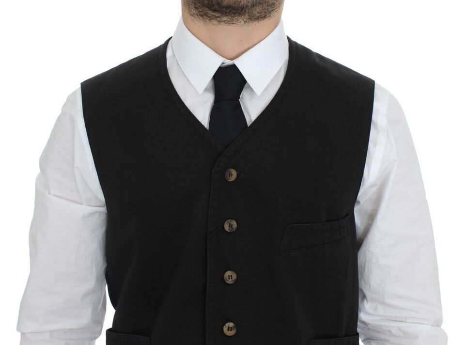 Elegante schwarze Weste aus Baumwollmischung