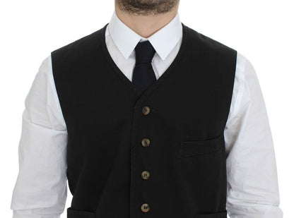 Elegante schwarze Weste aus Baumwollmischung