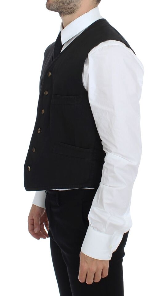 Elegante schwarze Weste aus Baumwollmischung