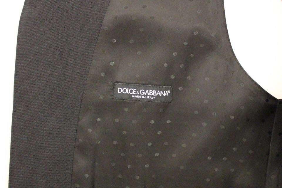 Elegante schwarze Weste aus Wolle und Seide