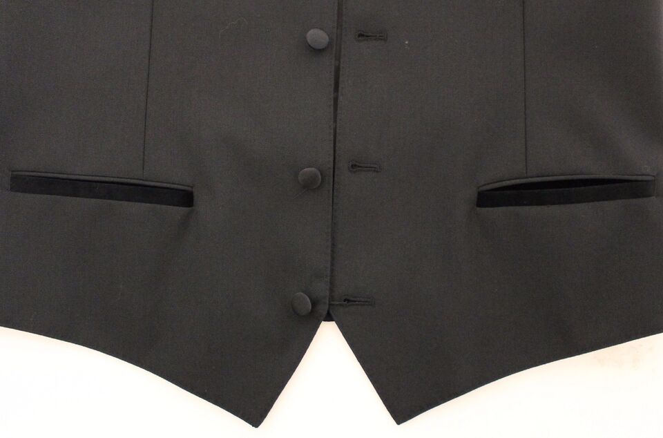 Elegante schwarze Weste aus Wolle und Seide