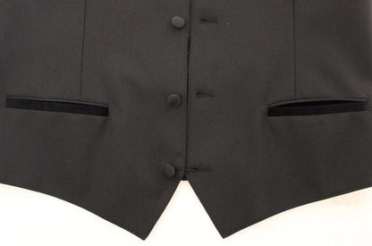 Elegante schwarze Weste aus Wolle und Seide