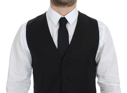 Elegante schwarze Weste aus Wolle und Seide