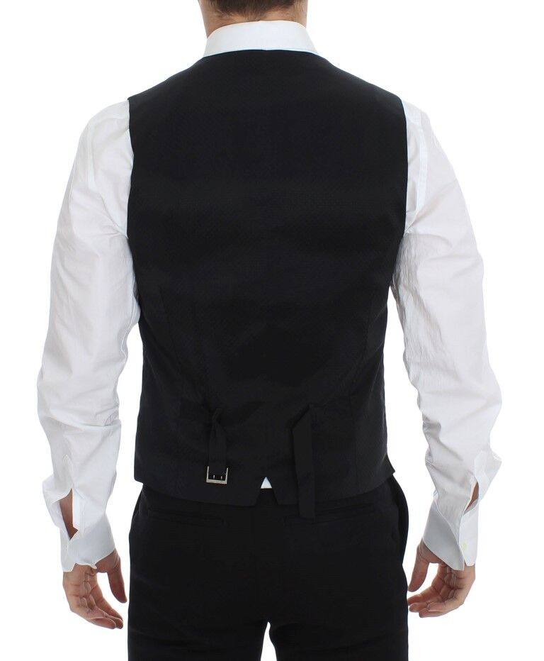 Elegante schwarze Weste aus Wolle und Seide