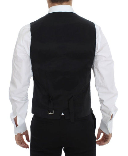 Elegante schwarze Weste aus Wolle und Seide