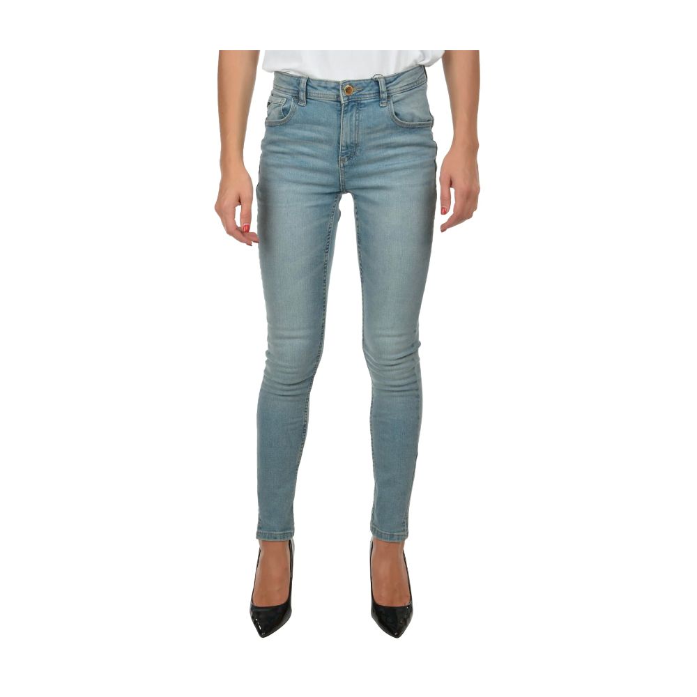 Hellblaue Skinny-Jeans aus Baumwolle für Damen