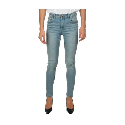 Hellblaue Skinny-Jeans aus Baumwolle für Damen