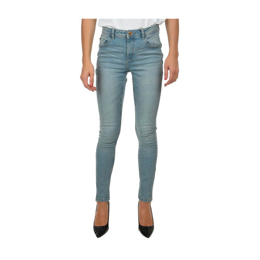 Hellblaue Skinny-Jeans aus Baumwolle für Damen