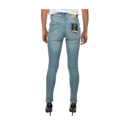 Hellblaue Skinny-Jeans aus Baumwolle für Damen