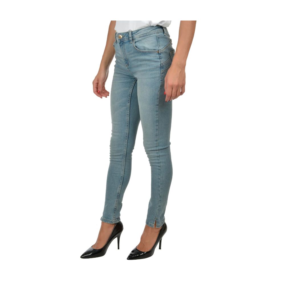 Hellblaue Skinny-Jeans aus Baumwolle für Damen
