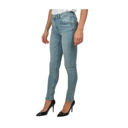 Hellblaue Skinny-Jeans aus Baumwolle für Damen
