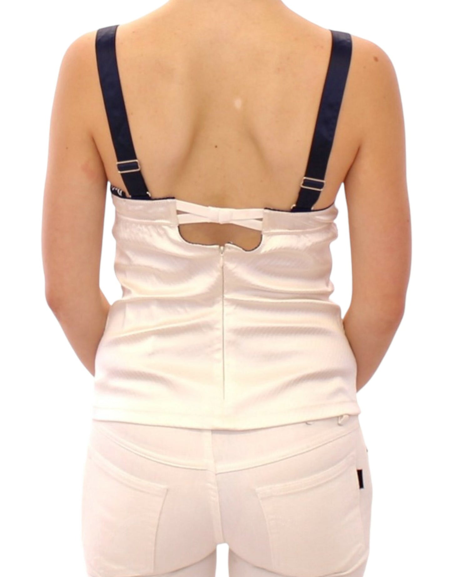 Weißes Stretch-Tanktop mit Matrosenmotiv