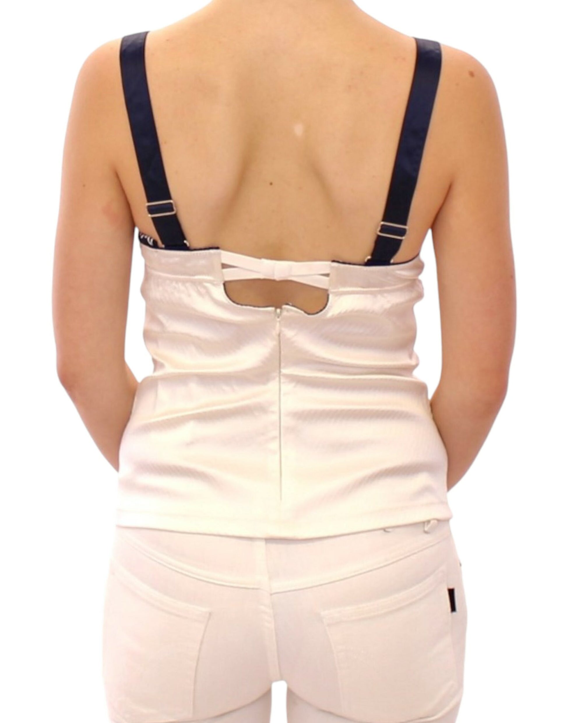 Weißes Stretch-Tanktop mit Matrosenmotiv