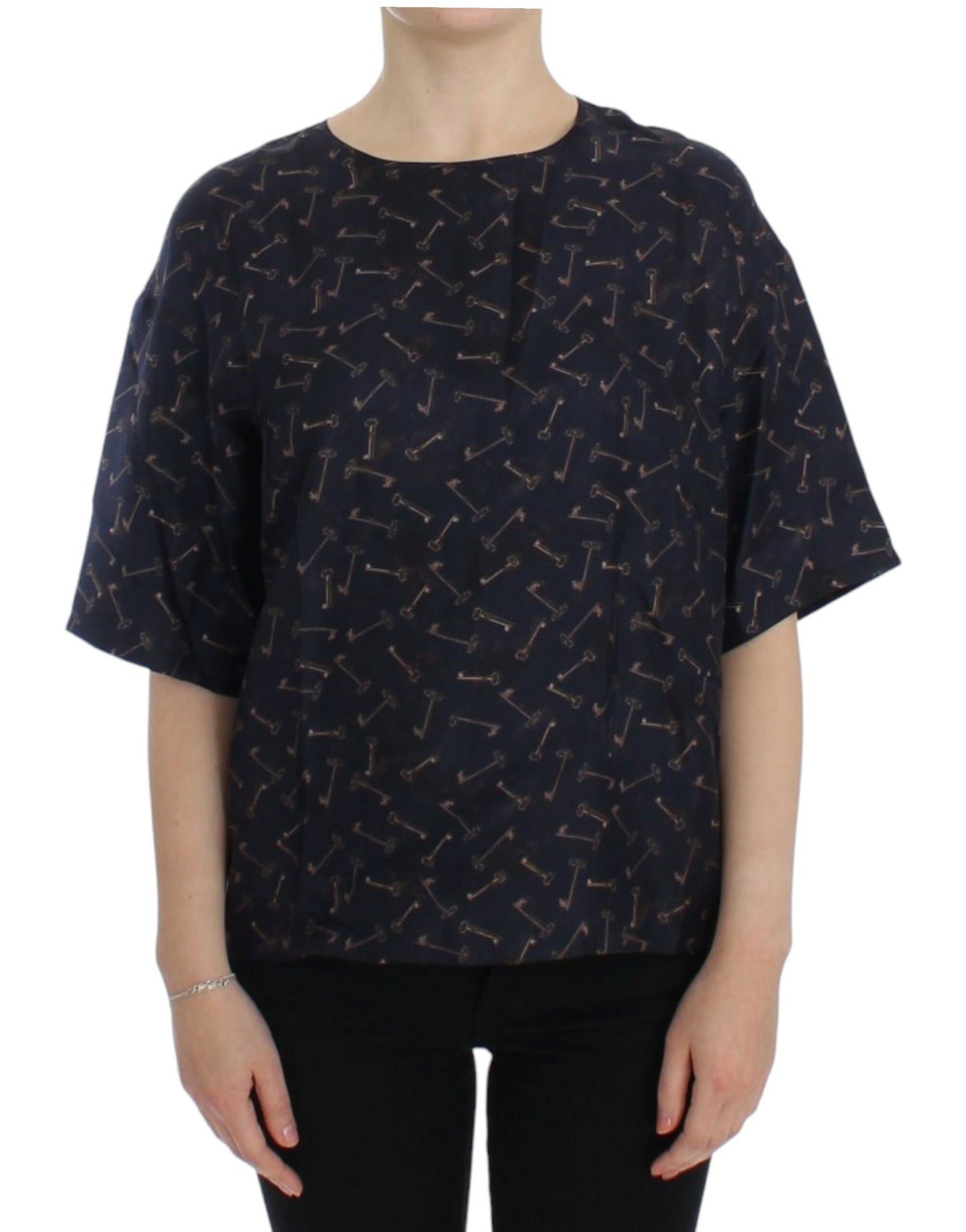 Seidenbluse „Enchanted Sicily“ mit „Gold Keys“-Print