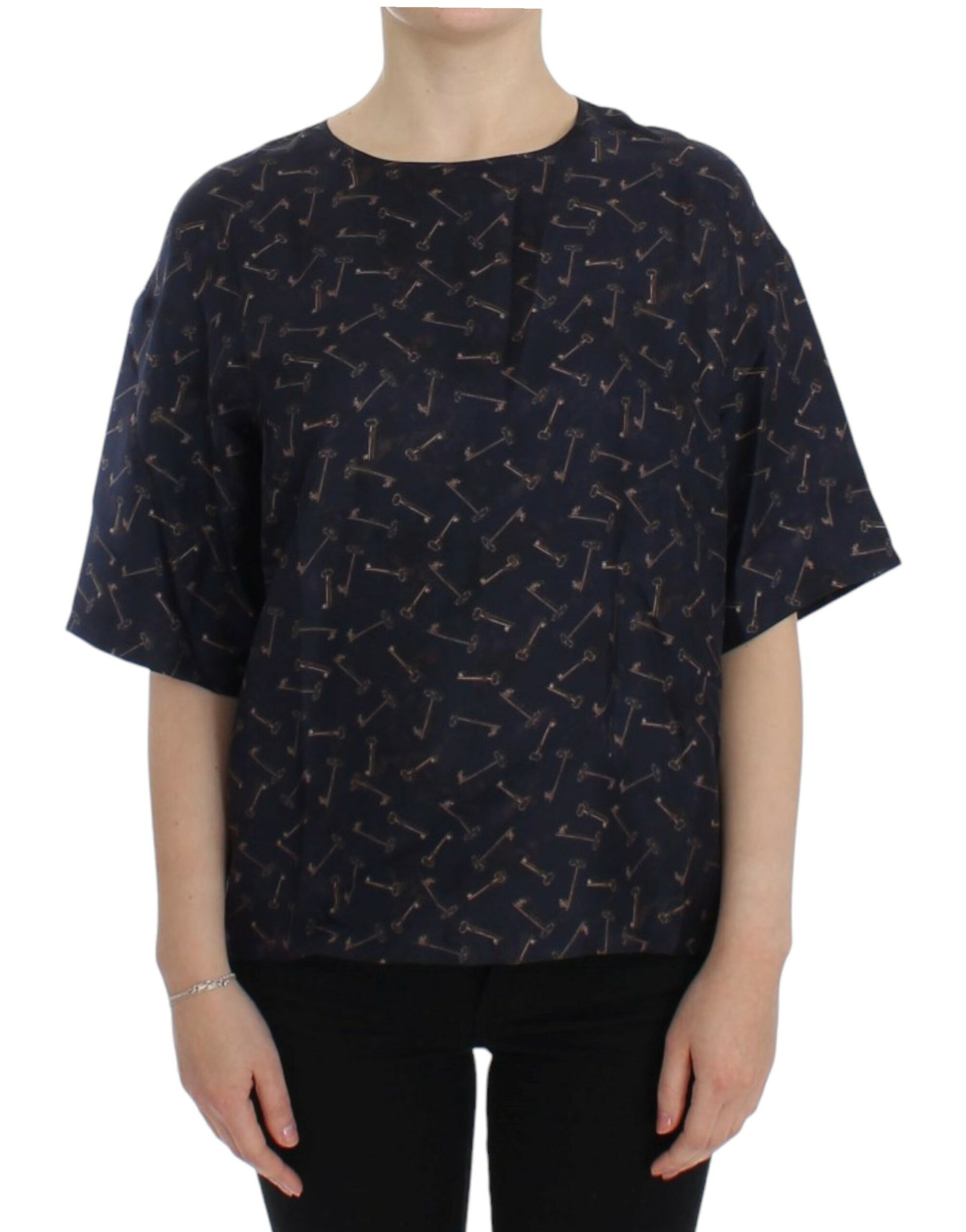 Seidenbluse „Enchanted Sicily“ mit „Gold Keys“-Print