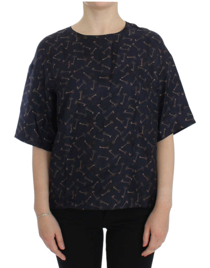 Seidenbluse „Enchanted Sicily“ mit „Gold Keys“-Print