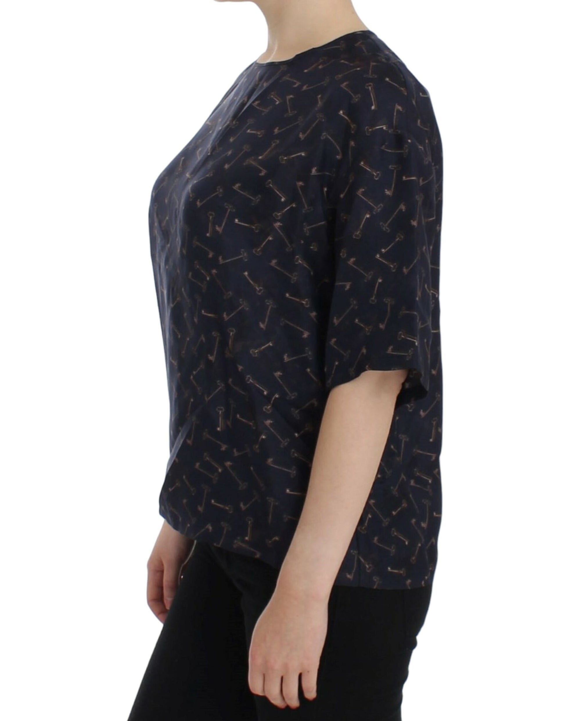 Seidenbluse „Enchanted Sicily“ mit „Gold Keys“-Print