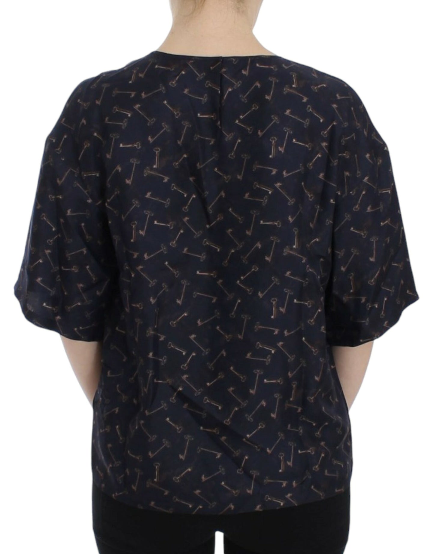 Seidenbluse „Enchanted Sicily“ mit „Gold Keys“-Print