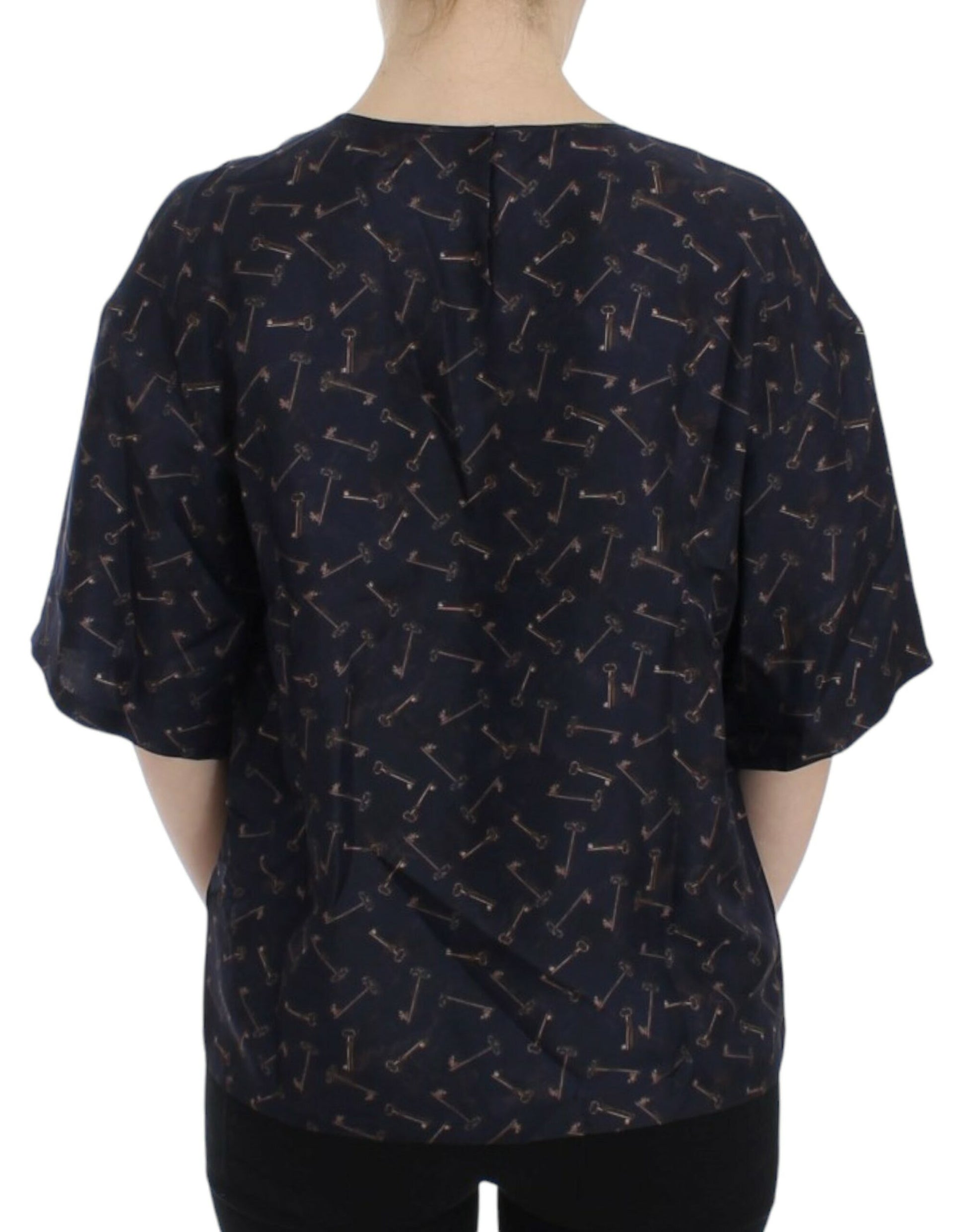 Seidenbluse „Enchanted Sicily“ mit „Gold Keys“-Print