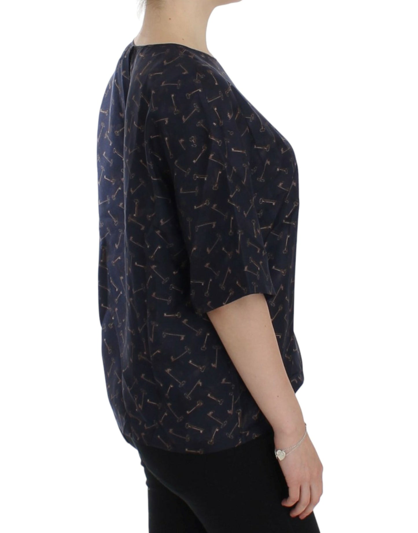 Seidenbluse „Enchanted Sicily“ mit „Gold Keys“-Print