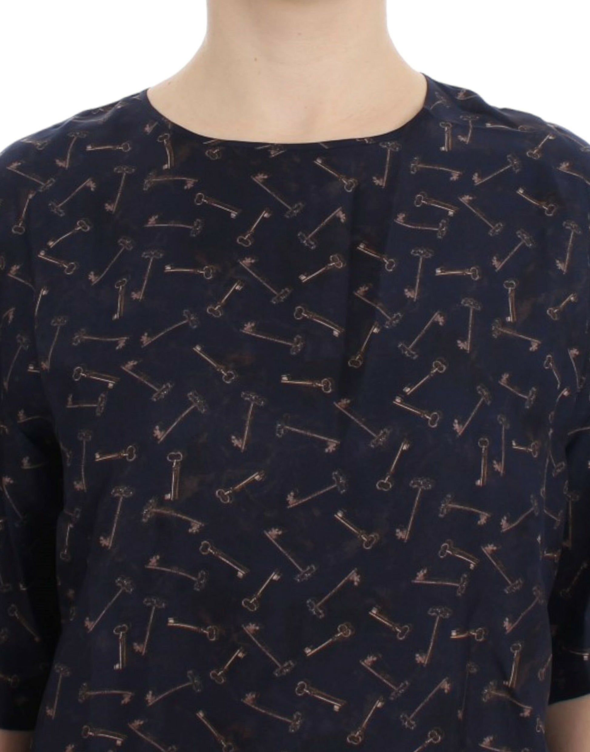 Seidenbluse „Enchanted Sicily“ mit „Gold Keys“-Print