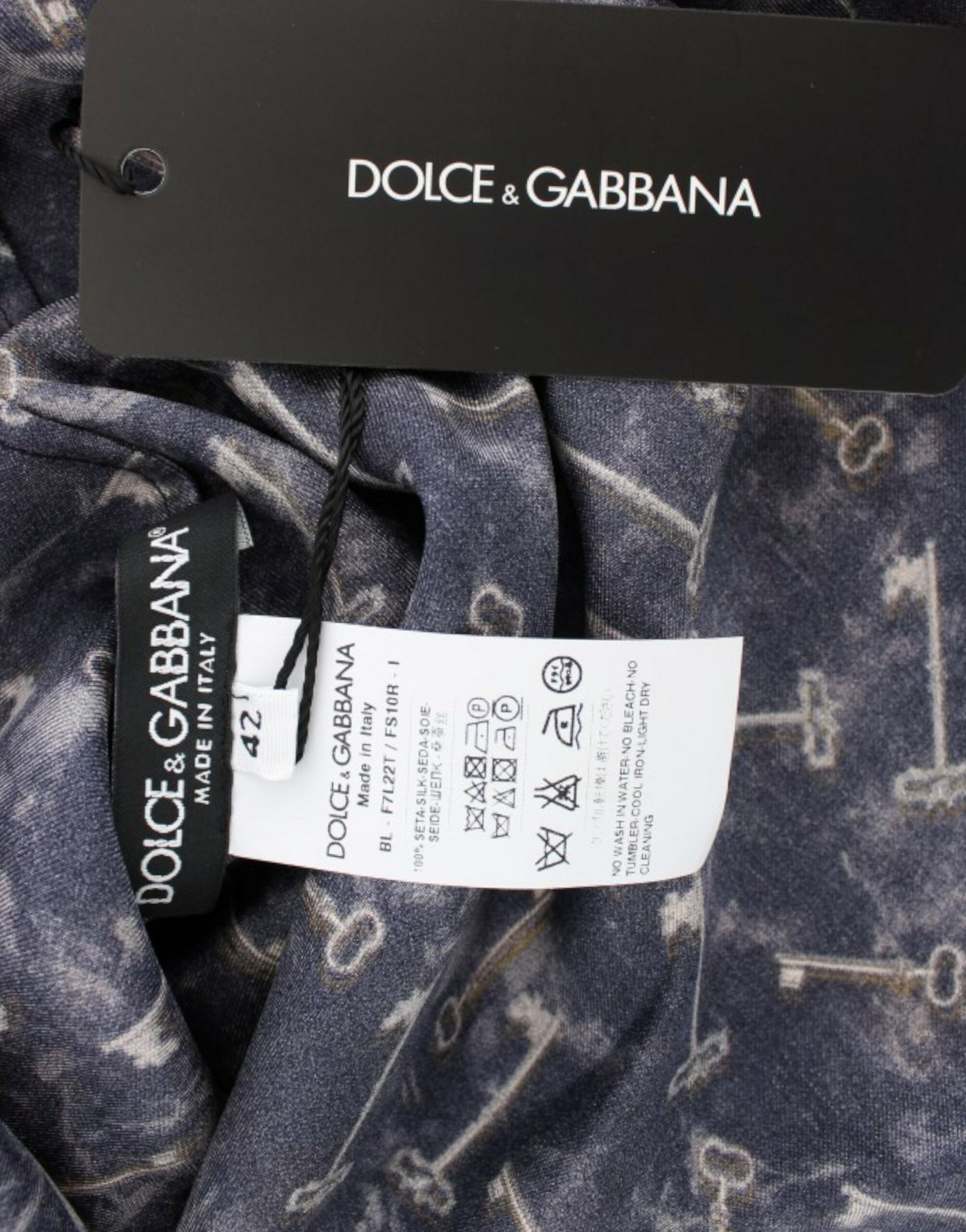 Seidenbluse „Enchanted Sicily“ mit „Gold Keys“-Print
