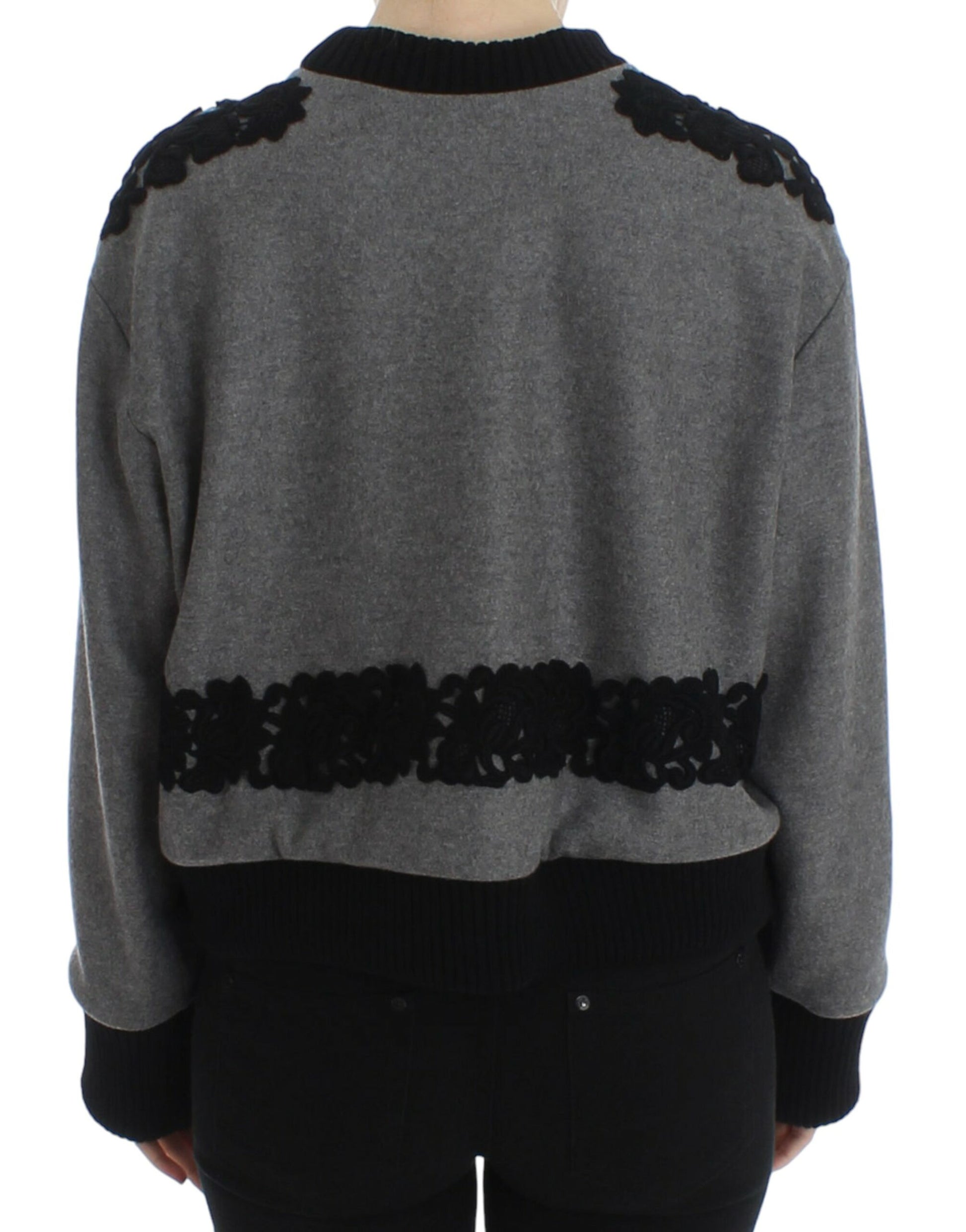 Eleganter grauer Spitzenpullover aus Kaschmirmischung