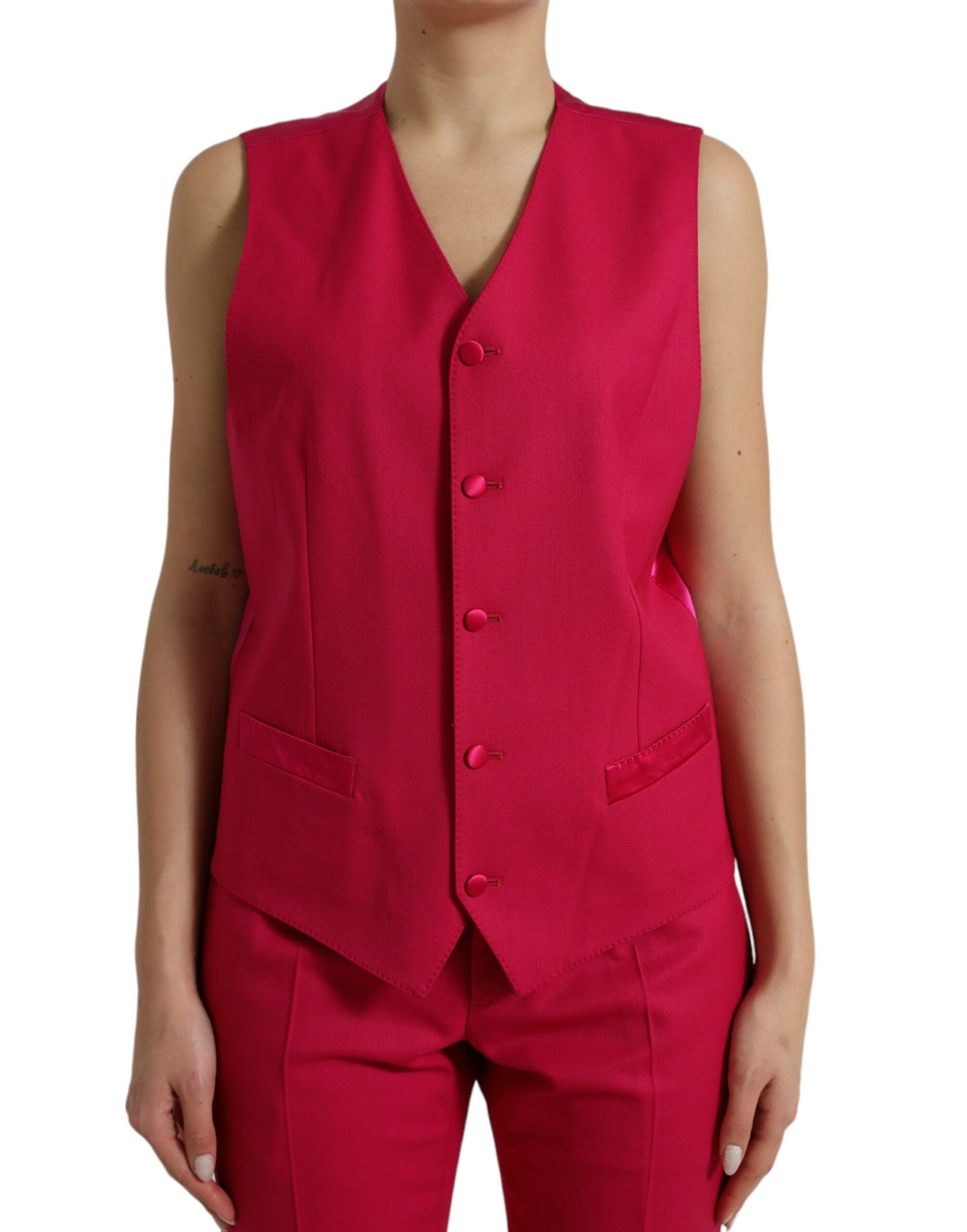 Eleganter roter, schmal geschnittener 3-teiliger Martini-Anzug