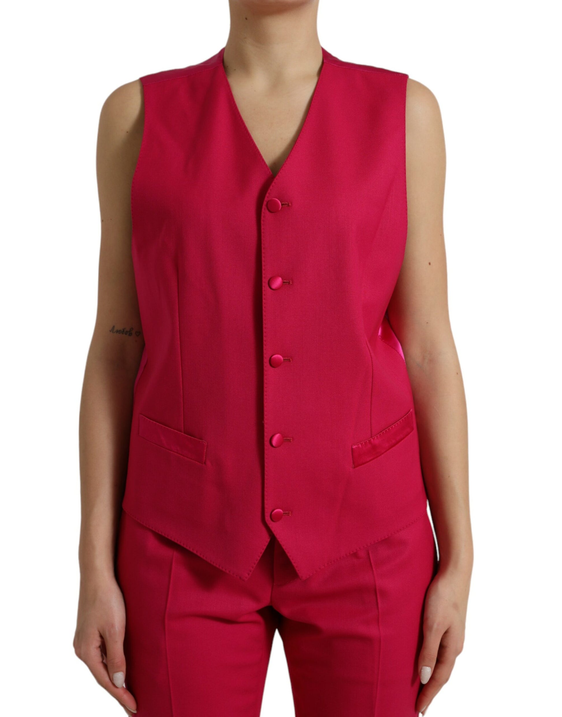 Eleganter roter, schmal geschnittener 3-teiliger Martini-Anzug