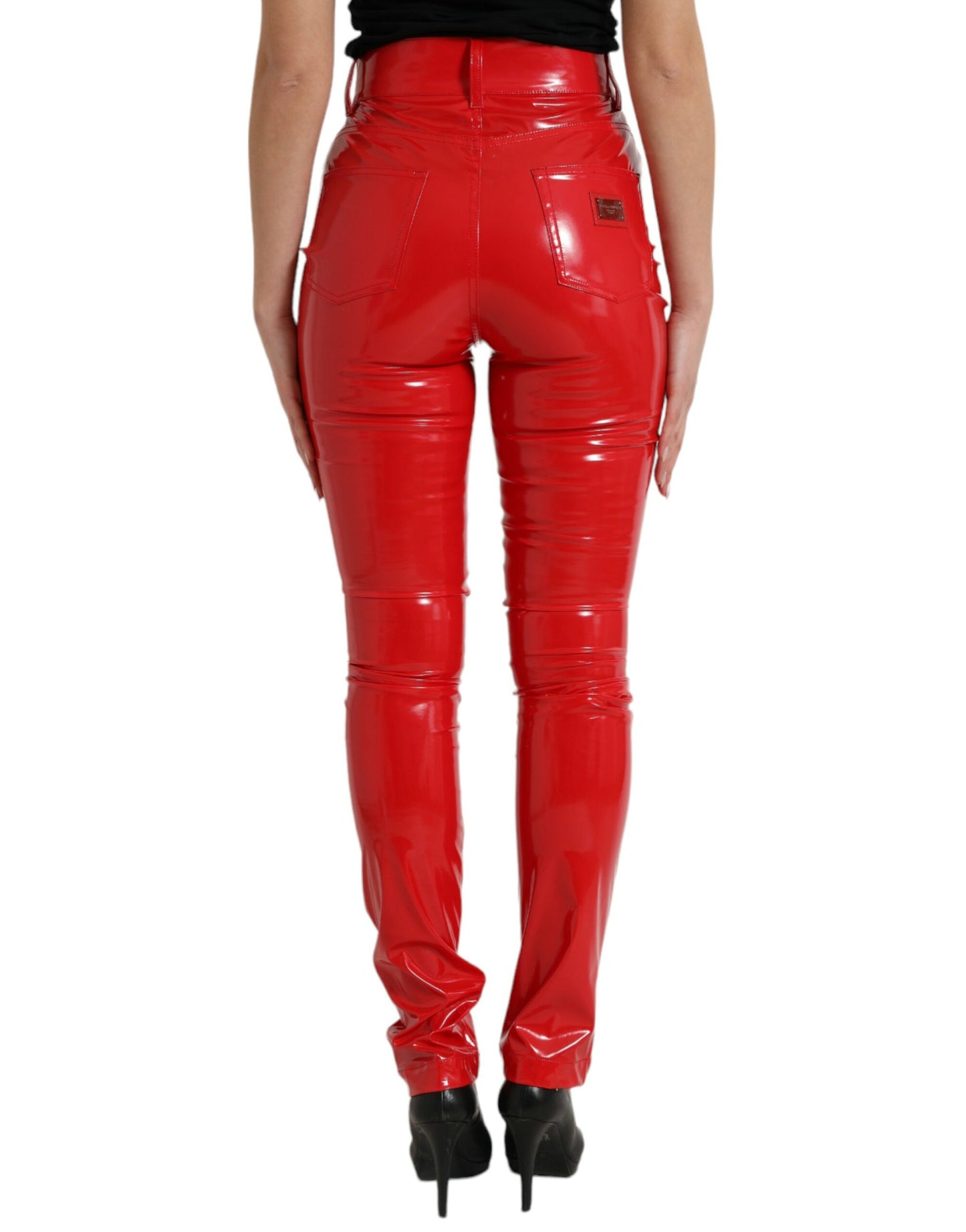 Rote Skinny-Hose mit hoher Taille – elegant und schick