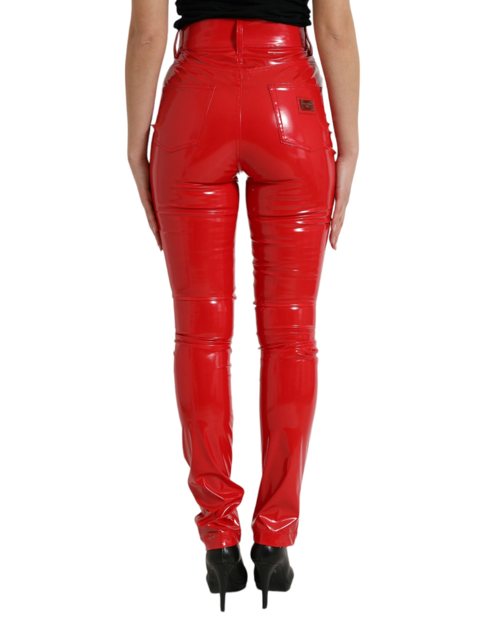 Rote Skinny-Hose mit hoher Taille – elegant und schick
