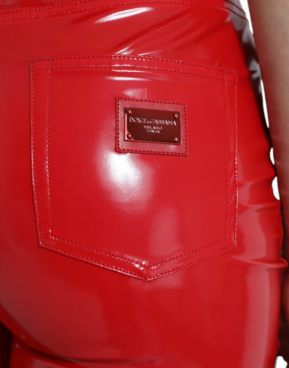 Rote Skinny-Hose mit hoher Taille – elegant und schick