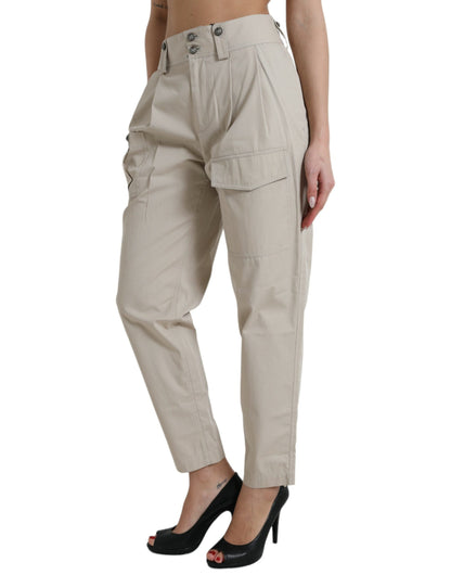 High-Waist Tapered Fashion Hose - Beige