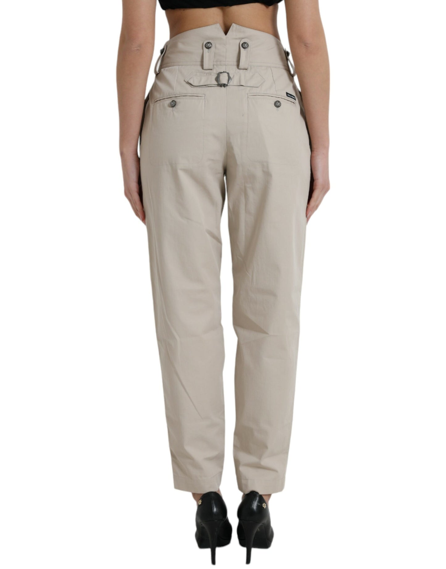 High-Waist Tapered Fashion Hose - Beige