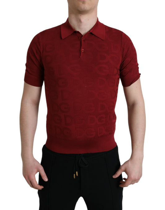 Elegantes Polo-T-Shirt aus Seide in Kastanienbraun