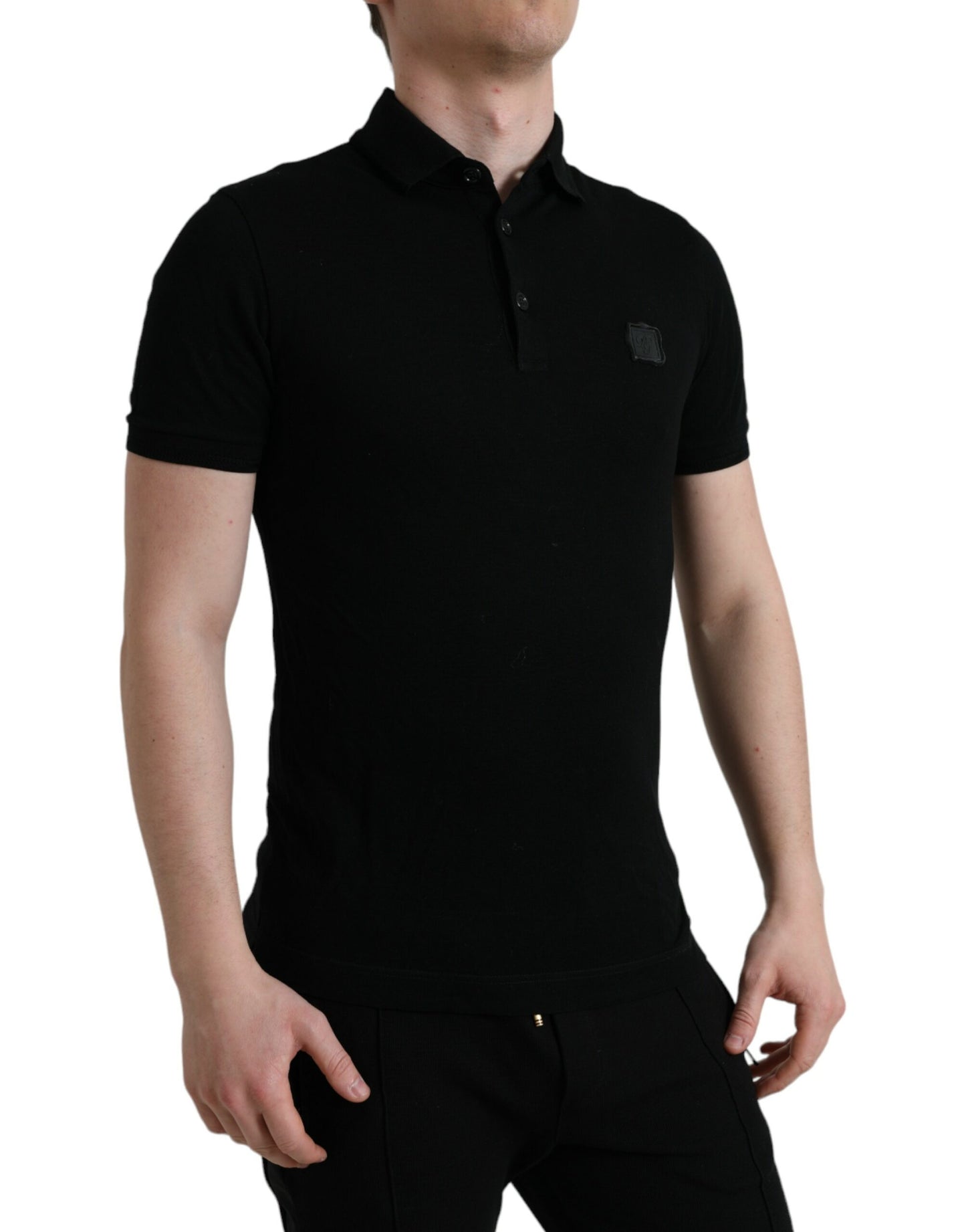 Elegantes schwarzes Poloshirt aus Baumwolle