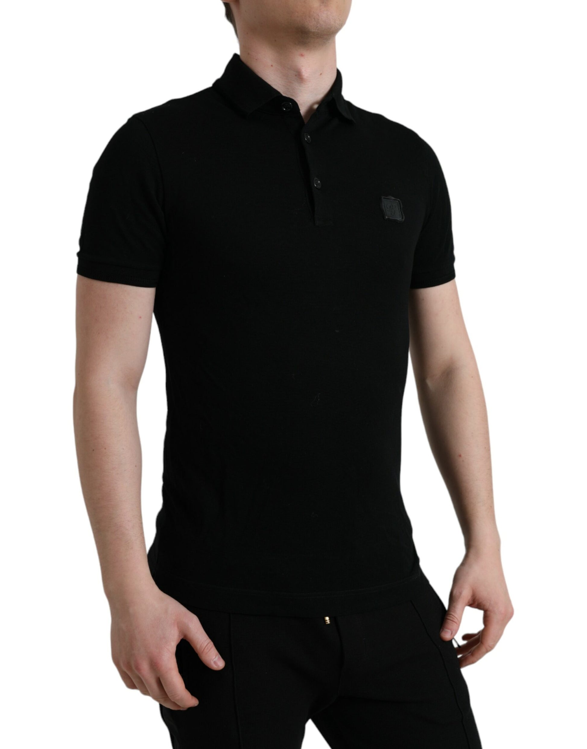 Elegantes schwarzes Poloshirt aus Baumwolle