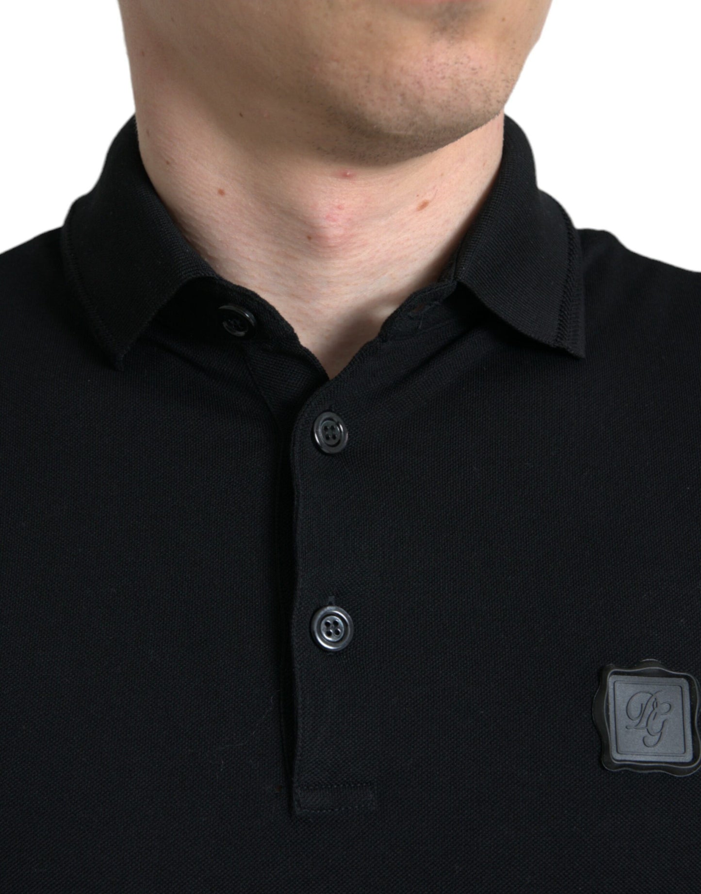 Elegantes schwarzes Poloshirt aus Baumwolle