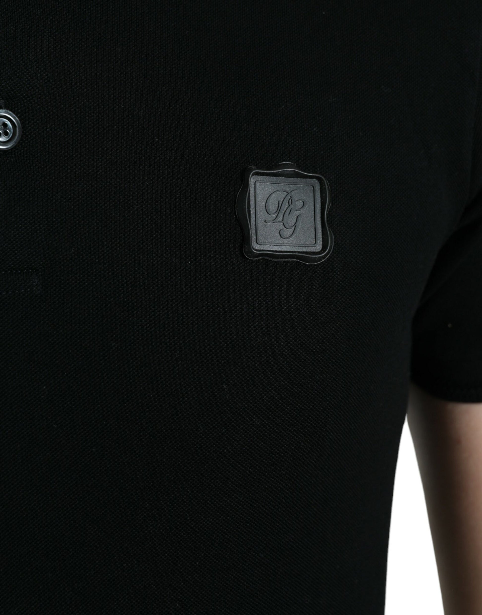 Elegantes schwarzes Poloshirt aus Baumwolle